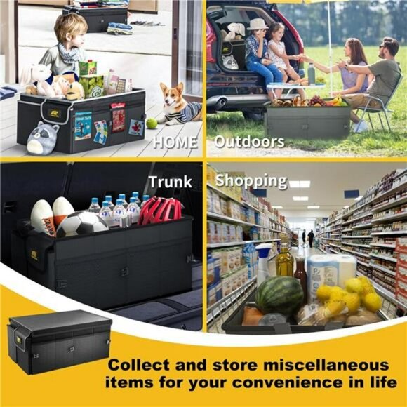 Collapsible Car Trunk Organizer with Lid 65L Storage for SUV Truck Van Non Slip - Picture 6 of 7